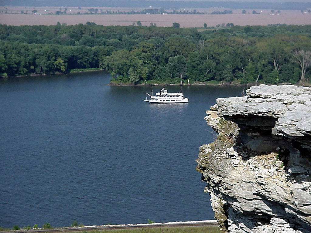 Hannibal, MO: I snapped this picture of the Mark Twain Riverboat on the edge of Hannibal atop of Lovers Leap.