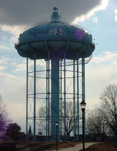Wilson, NC: water tower in downtown area, near campus of Barton College