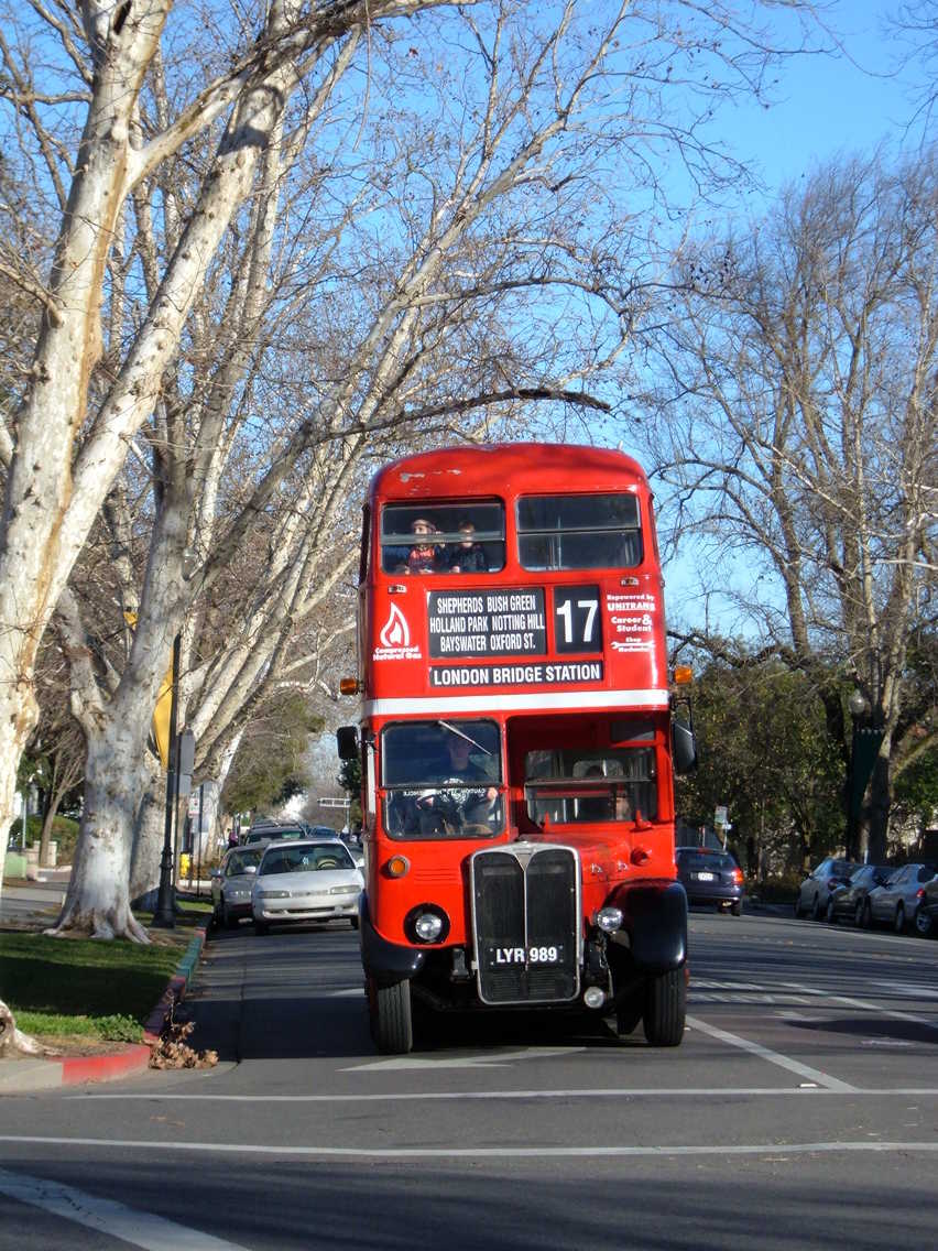 Davis, CA : Unitrans in Davis uses a double decker Bus from London