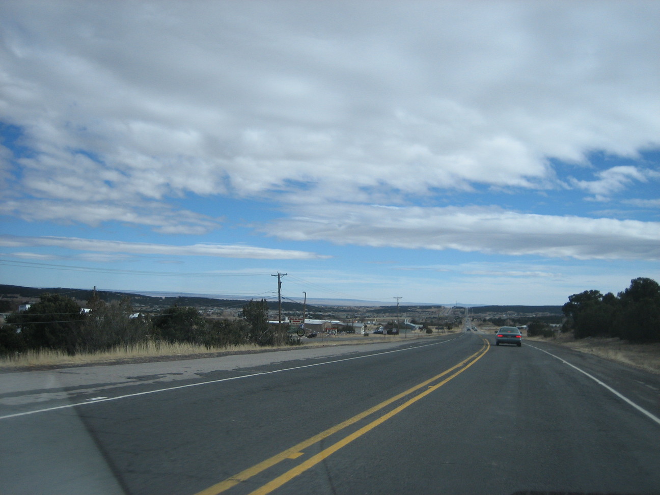 Edgewood, NM: Travelling east on Route 66 entering Edgewood in January '06
