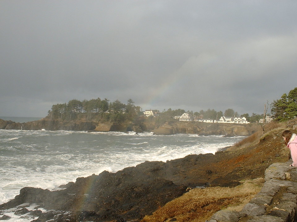 Depoe Bay, OR: Rainbow in the mist