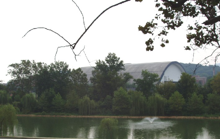 Johnson City, TN : V.A. Pond with ETSU Minidome in Background