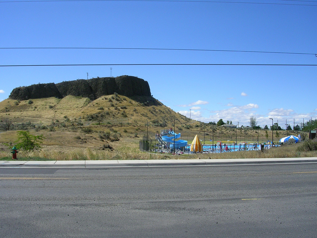 Hermiston, OR: Landmark of City the Butte, overlooking the new Pool Facility