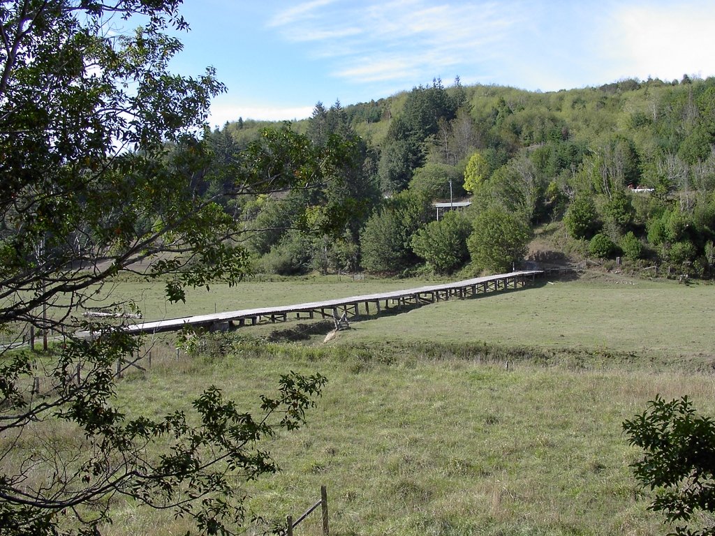 Coquille, OR : Driveway on stilts for high water in the winter