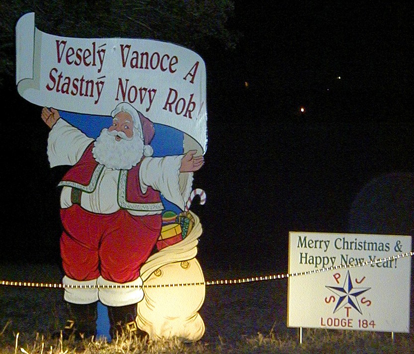 Moulton, TX: Moulton - (Czech) Santa's Village sign - sponsored by local business and residents