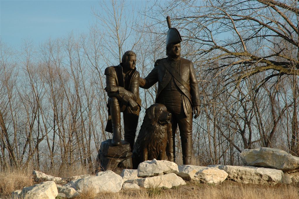 St. Charles, MO: Lewis and Clark statue by the river.