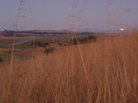 Petaluma, CA : Summer Solstice Moonrise over Petaluma Valley
