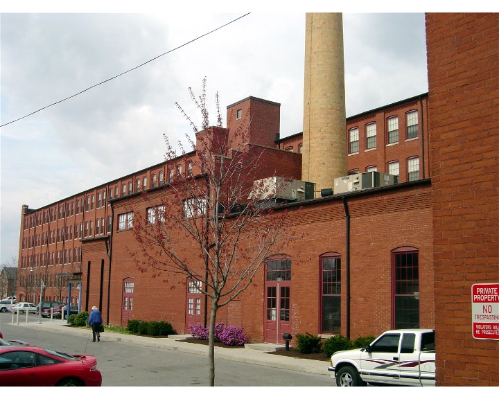 Hanover, PA: The Hanover Shoe Building is the largest historic building in Hanover. Built in 1910, it was recently converted to apartments and commercial space. The building in the foreground houses the Hanover Fire Museum.