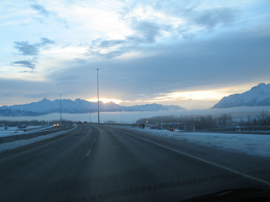 Wasilla, AK: Sunrise Fog on Parks Highway Wasilla, AK