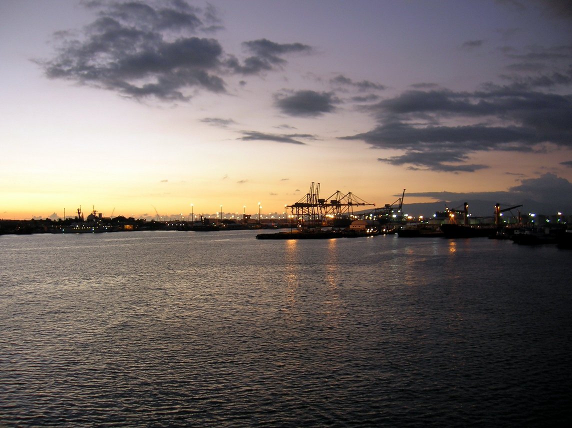 Honolulu, HI : Honolulu Harbor at Sunset