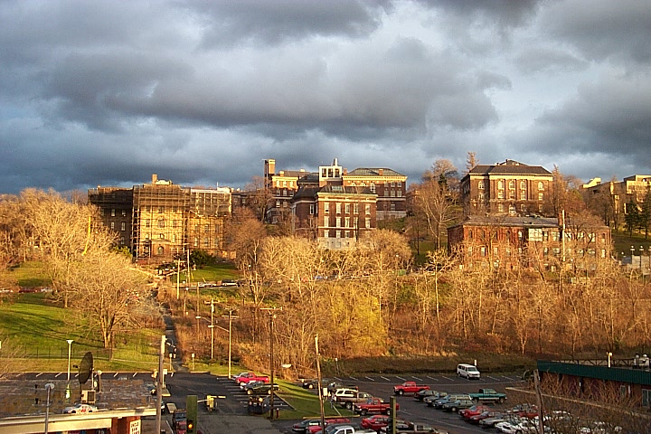 Troy, NY : The RPI Campus on the Hill which overlooks downtown Troy ...