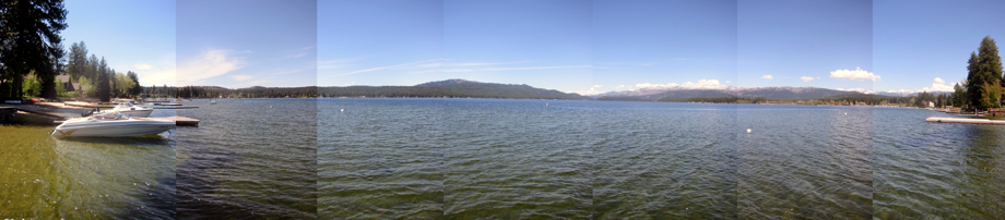 McCall, ID: Standing on a dock on Lake Street, a view of Payette Lake