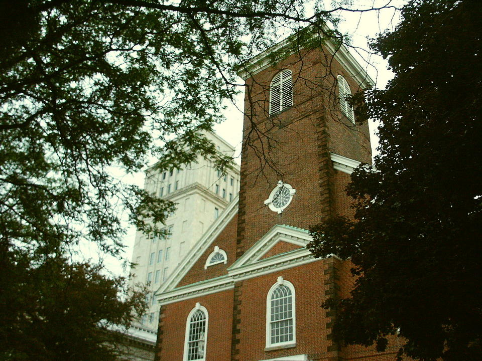 Elizabeth, NJ: a shot of the Old First Presbytterian Church and the Union County Court House