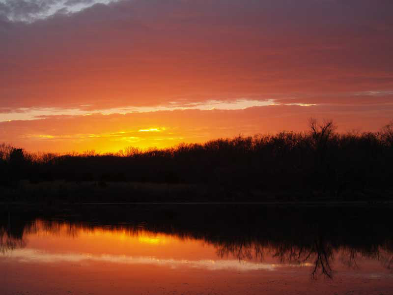 Pauls Valley, OK: Sunset over old Pauls Valley City Lake