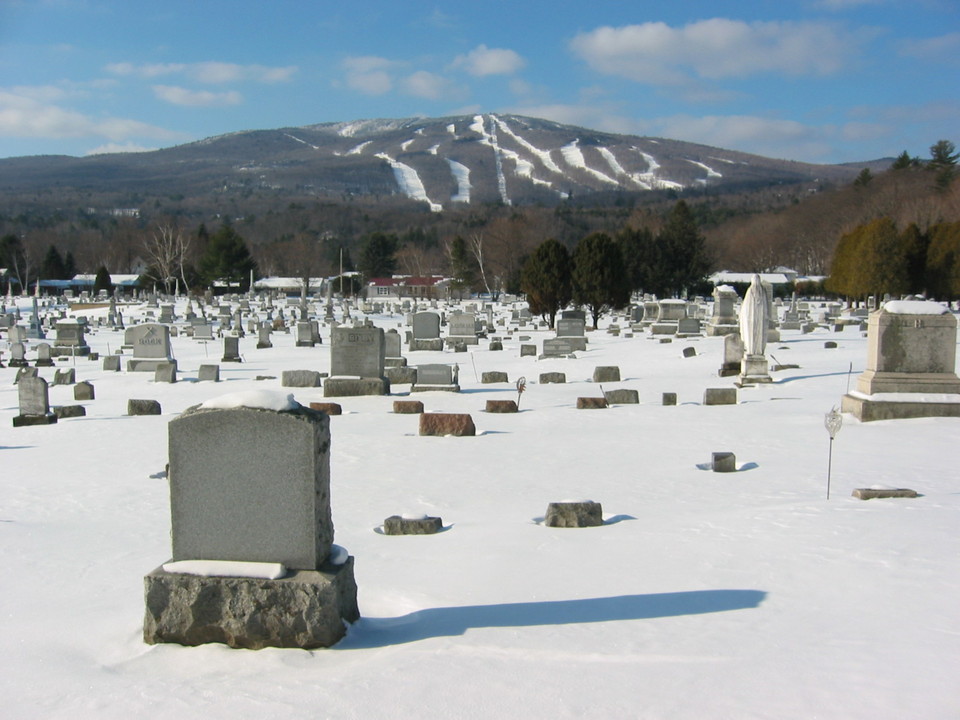 Ludlow, VT : Town Cemetery and view of Okemo