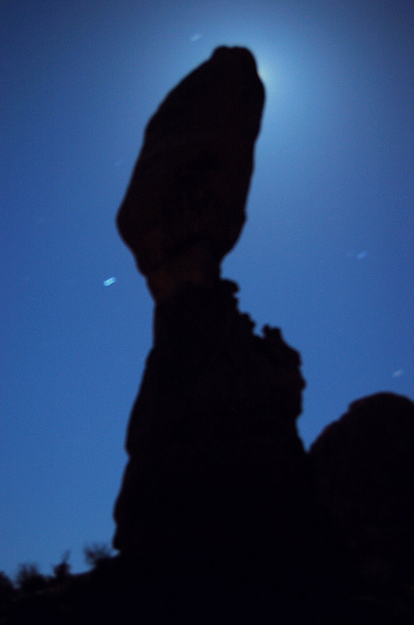 Moab, UT: balanced rock by full moon