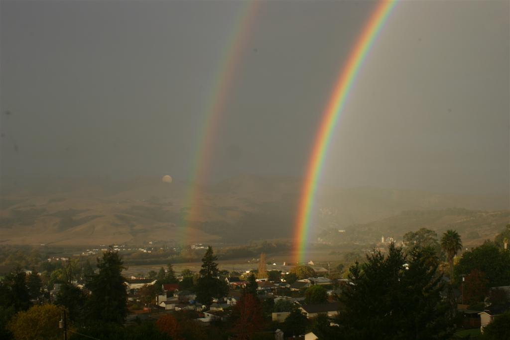Aromas, CA: Double Rainbow over Aromas
