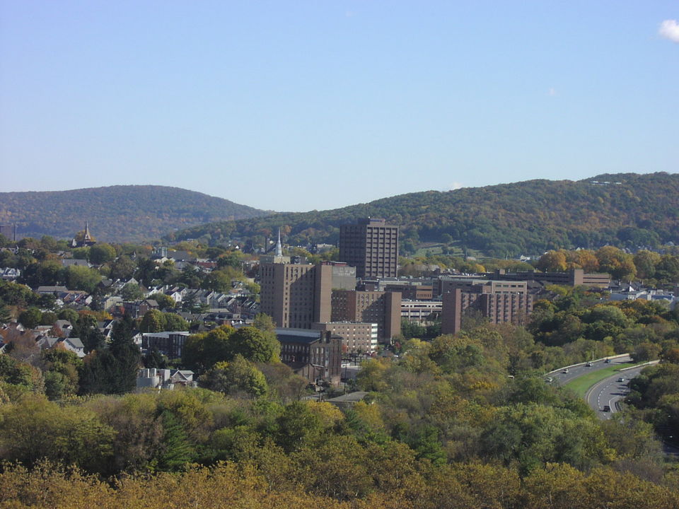 Bethlehem, PA: Downtown Bethlehem, looking southeast from the Martin Tower