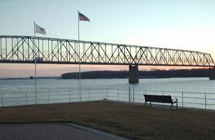 Quincy, IL : One of our city's beautiful bridges at sunset photo