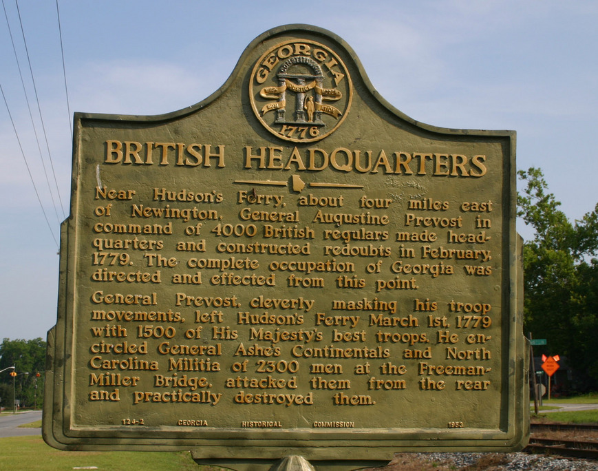 Newington, GA: Historical Marker - British Headquarters