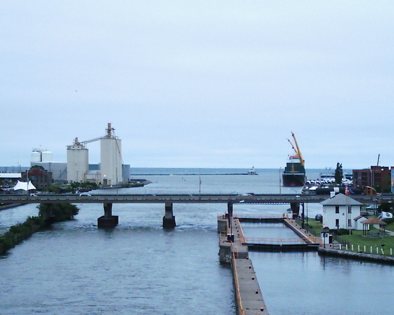 Oswego, NY: A pic of the port from the pedestrian bridge June 2006
