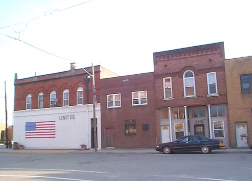 Monroeville, IN : Buildings on South Street looking North