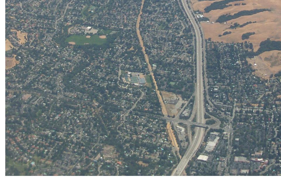 Danville, CA: Areal View of Danville, showing Sycamore Valley Road