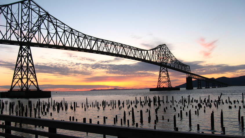 Astoria, OR : Bridge at Sunset