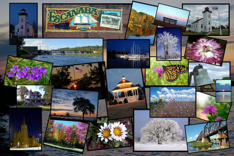 Escanaba, MI: A Collage of some of my favorite scenery and buildings of my hometown area.