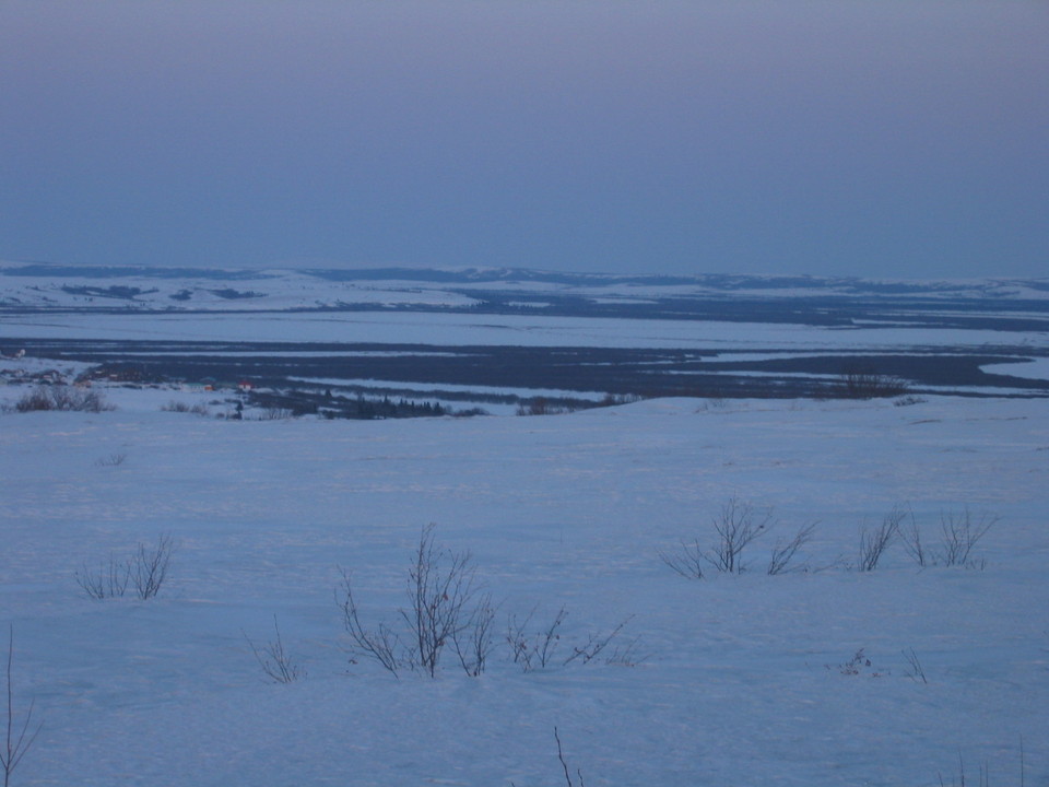 St. Mary, AK : Winter evening, April 2006 The long stretch going to the airport.