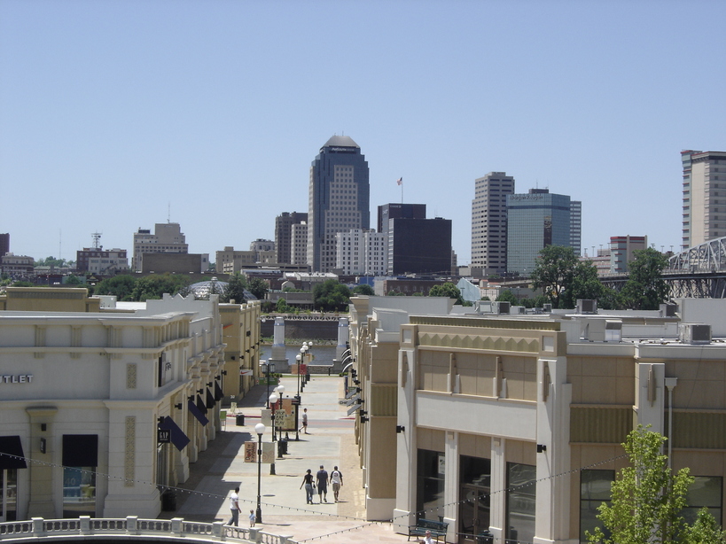 Bossier City, LA: Louisiana Boardwalk with downtown Shreveport in background