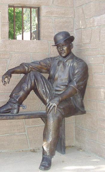 Sundance, WY: Statue of Sundance Kid on Main Street in Sundance, WY