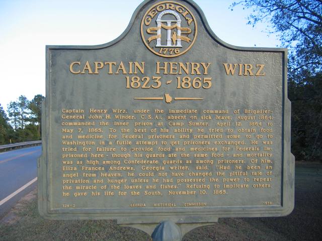 Andersonville, GA : CSA Capt Henry Wirz Historical Marker
