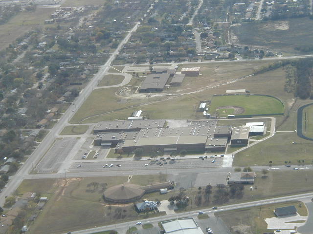 Stephenville, TX: Aerial shot of Stephenville High School