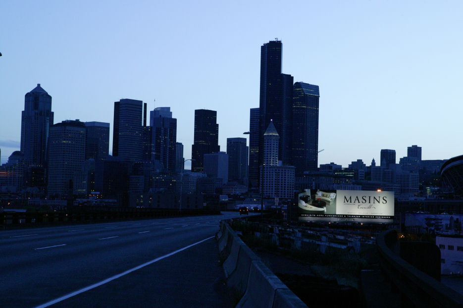 Seattle, WA: highway 99 approaching seattle from the sought at 6 am