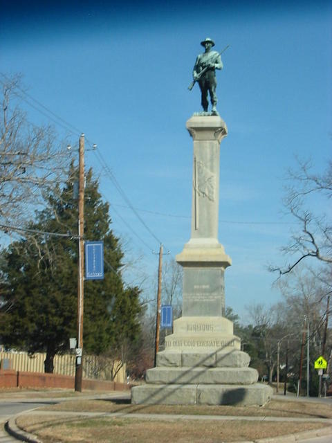 Louisburg, NC: Confederate Statue at Louisburg College - Main Street 1/1/05