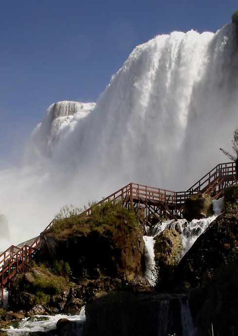 Niagara Falls, NY: American Falls and Cave of the Winds staircase