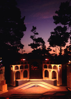 Carmel-by-the-Sea, CA : Carmel Sunset over PacRep Theatre's Julius Caesar at the outdoor Forest Theater
