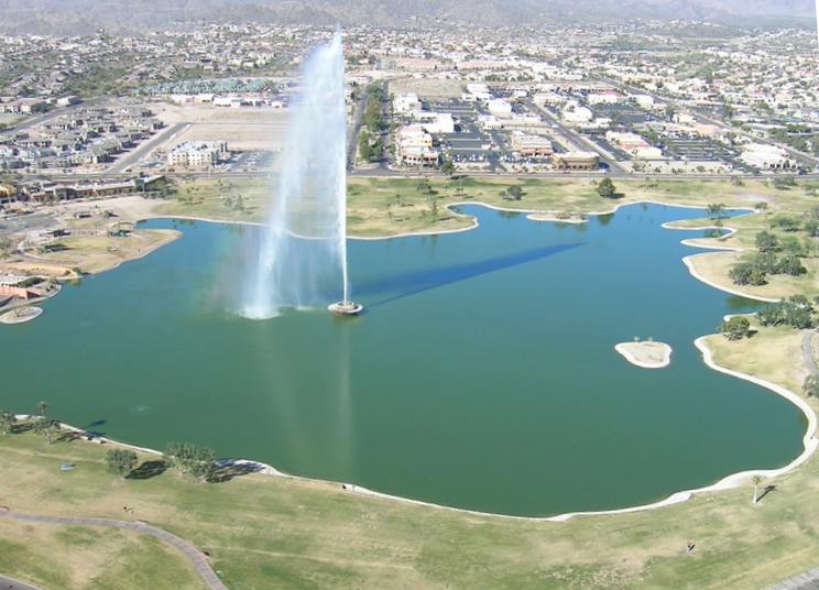 Fountain Hills, AZ: The Fountain from a model airplane