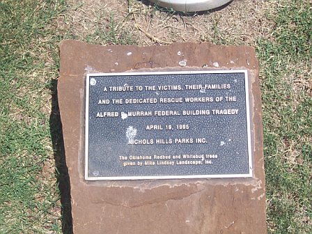 Nichols Hills, OK : A flag was put in the park in honor of rescue workers involved in the OKC bombing