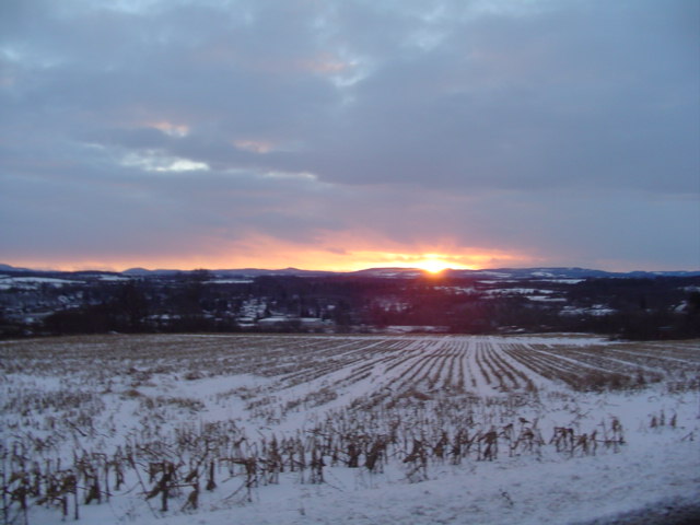 Herkimer, NY: sunset atop of stueben hill in feb. 06