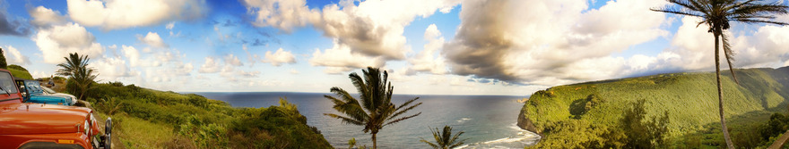 Hawi, HI : A panoramic (photo-stitched) photograph of Polulu Valley located in the Hawi-area