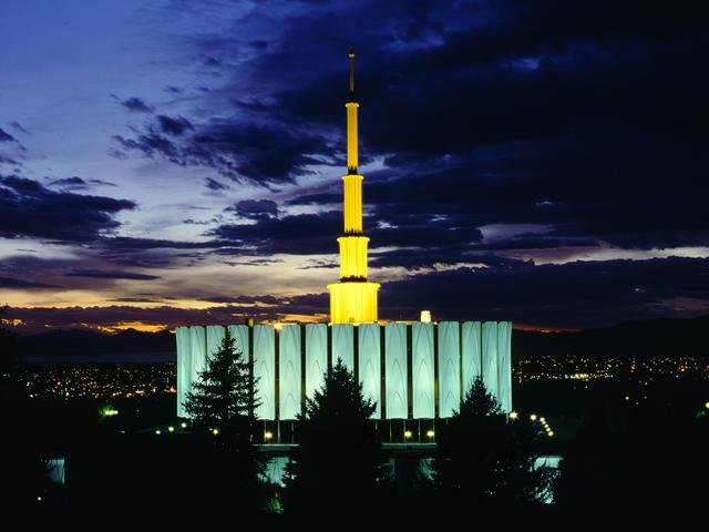 Provo, UT: LDS (Mormon) temple at sunset