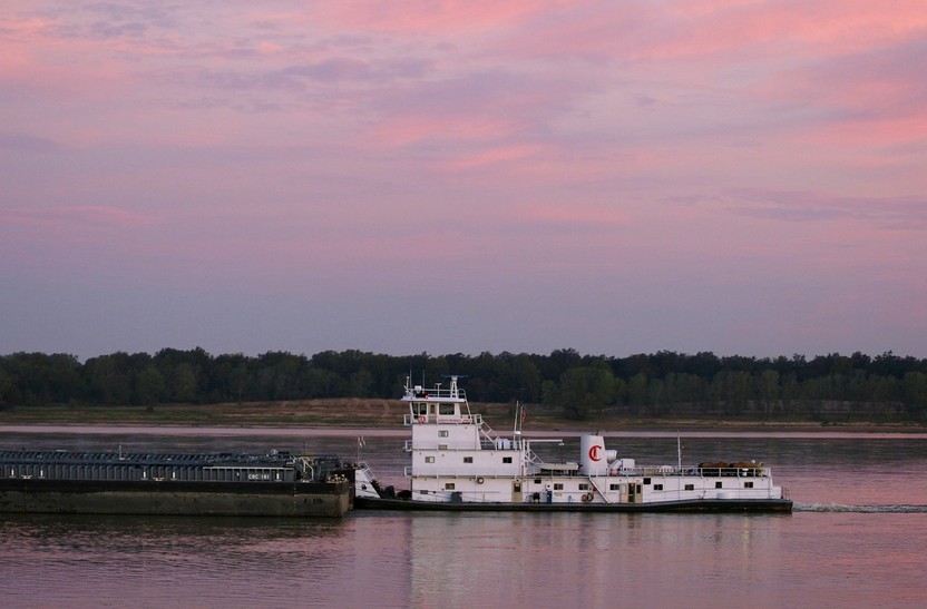 Greenville, MS: Barge on the great river
