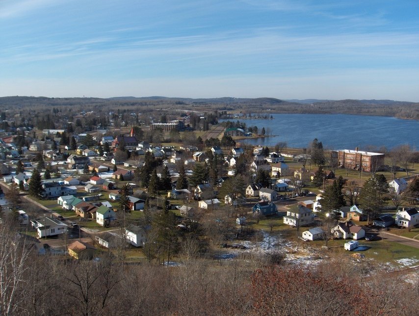 Wakefield, MI : Looking West over Wakefield and Sunday Lake, atop Tank