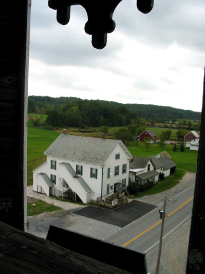 Cornwall, VT: Cornwall, VT: TownHall & old Cornwall Store (from Congregational Church Steeple)