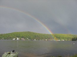 Holland, MA : rainbow over Lake Hamilton in Holland, MA