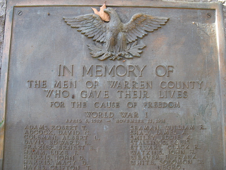 Warrenton, NC: Close-up of WWII Memorial