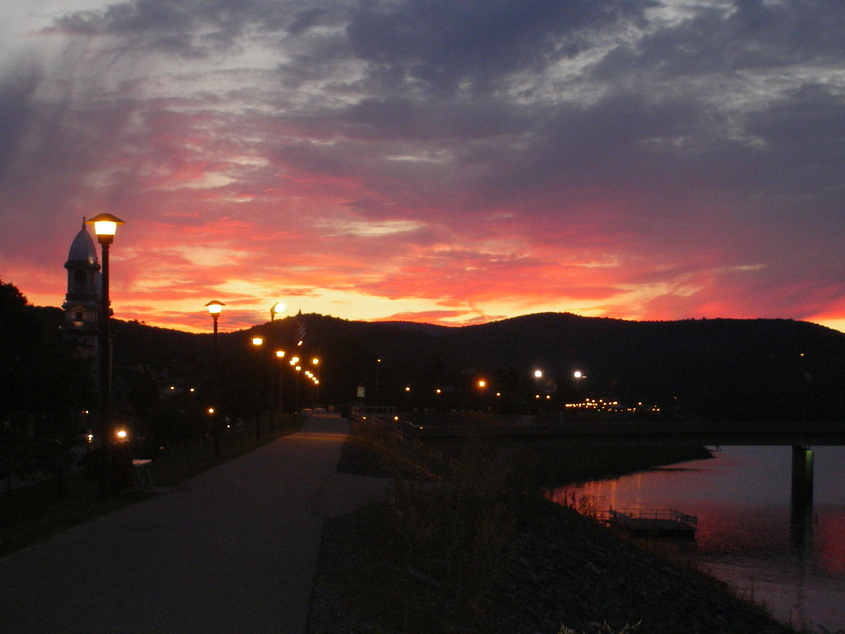 Lock Haven, PA: colorful night by the court house