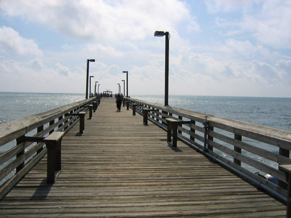 Surfside Beach, SC: A view of a late afternoon walk on the pier in Surf Side Beach SC